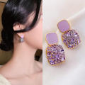 Alloy Vintage earrings Elegant 2.5 * 1.4cm Purple/Black/White Square earrings Personalized earrings for Party Casual wear Gift option Daily wear Women's accessories. 
