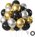 Pack of 80 baloons (Golden 30, Black 30 & gray 20 Party Balloons 14 Inch Gold Color High Quality Latex Balloons for Golden Theme Birthday Party Decoration, Weddings, Baby Shower, Bridal Shower. 