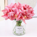 6pcs Real Touch Artificial Orchid Flowers Pink Plastic Bouquet Butterfly Flower Home Wedding Living Room Table Decor Plants. 
