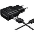 Adaptive Fast Charging Travel  Adapter Charger and Data Cable for Samsung Galaxy S10 / S10 Plus  - EU Plug / Black. 