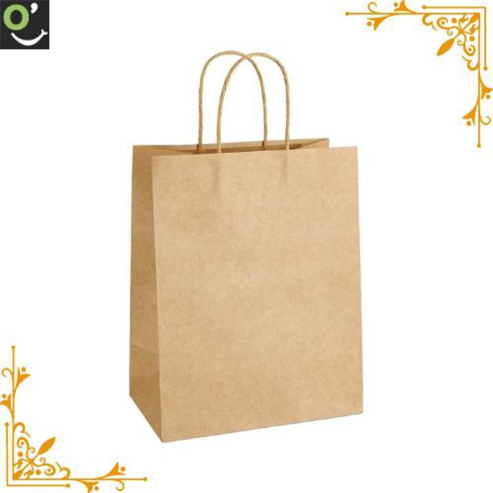 Kraft Brown Handle Paper Bags - Plain Paper Bags For Shopping Food  Sweets  Books - Gift Hamper Bags - Brown Paper Shoppers - Kraft Paper Storage Bags -   Arts & Craft Accessories