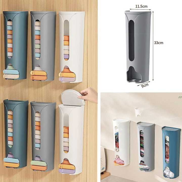 Trash Can Wall-Mounted Removable Plastic Garbage Bag Storage Box Punch-Free Kitchen Debris Sorting Plastic Bag Storage Box
