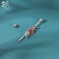 ZS 1 PC Bat Snake Shape Stainless Steel Long Industrial Piercing For Women Men 14g CZ Crystal Ear Helix Piercings Jewelry 38MM. 
