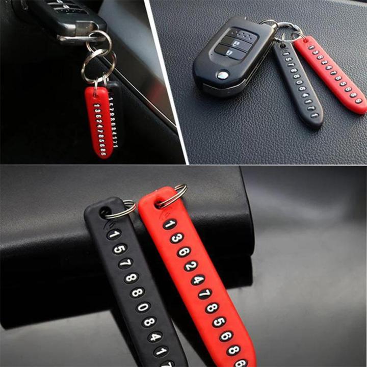 Pack of 2 Anti-lost Phone Number Plate Keychain Auto Vehicle keyring Interior Decoration
