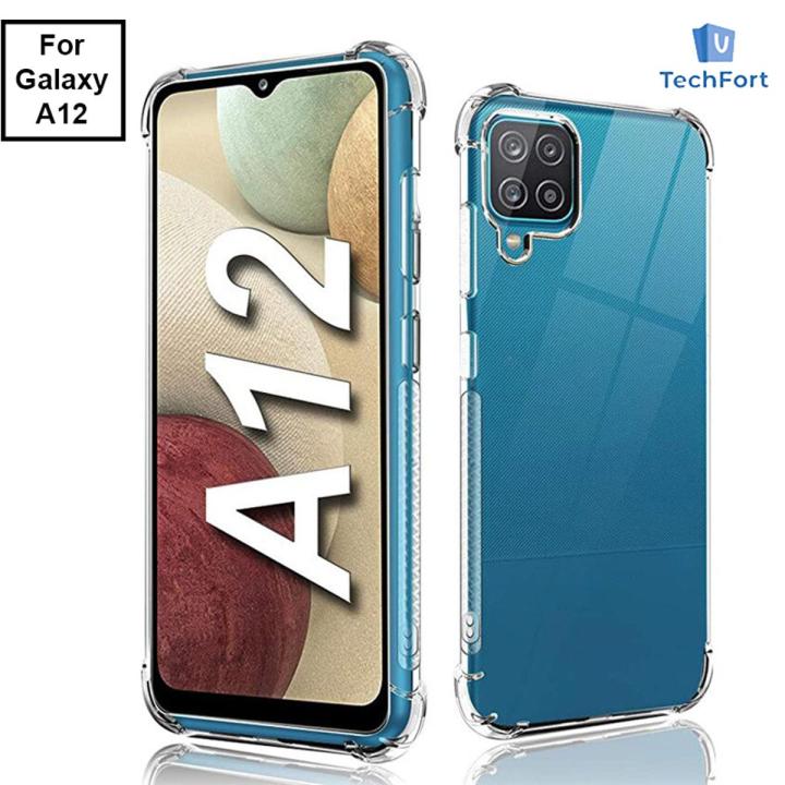 Samsung Galaxy A12 4G Cover Soft Design Transparent Shockproof Silicone Clear Case with Airbag Anti Shock Drop Resistance Crystal Clear Back Cover Case