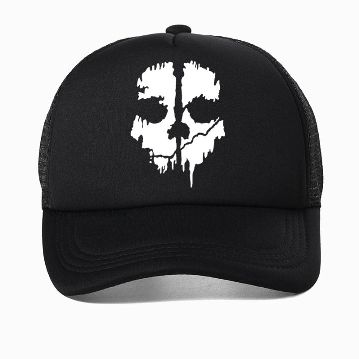 Call Of Duty FPS Game hat For Men Fashion Ghost Head Skull print Baseball Cap cool men Mesh Breathable sunhat bone