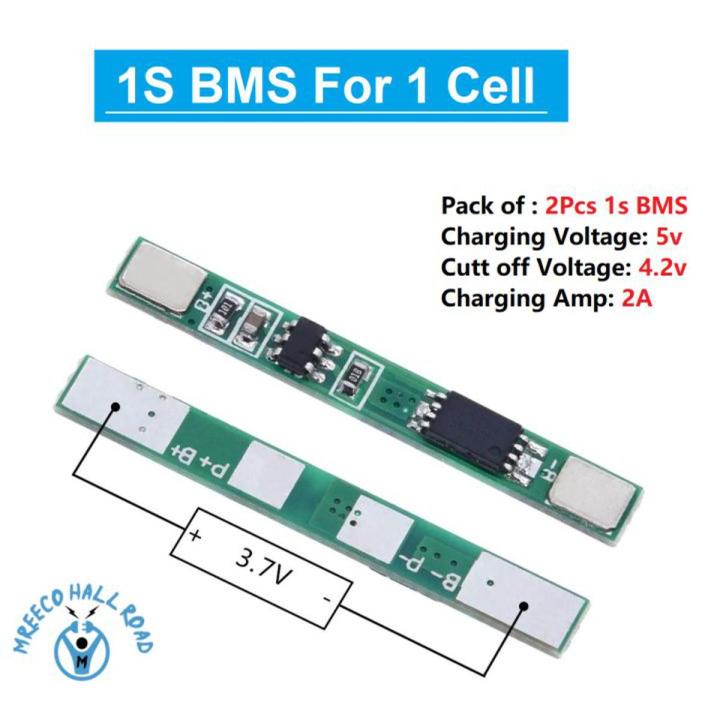 1S 2A 3.7V Lithium Battery Charger Protection Board BMS Module for 1 pcs 18650 Li-ion Battery Cell Charging 3.7V 4.2V