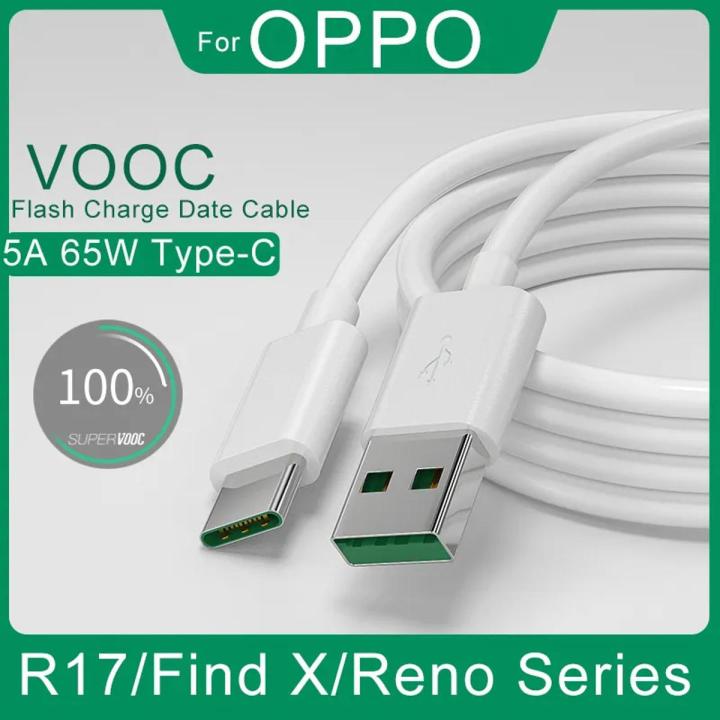 USB Type C Vooc Cable 5A Super Fast Charging Cord for OPPO R17 Reno4 Ace2 Find X3 X2 Reno 6 Pro 5G 5 4 3 F19 Mobile Phone Accessories Data Wire Type C Cable Charger USB Cable 65W Vooc Data Cable Fast Charging