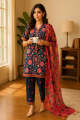 3PC Unstitched Printed Lawn Silk Suit (SUNS7ASI176). 