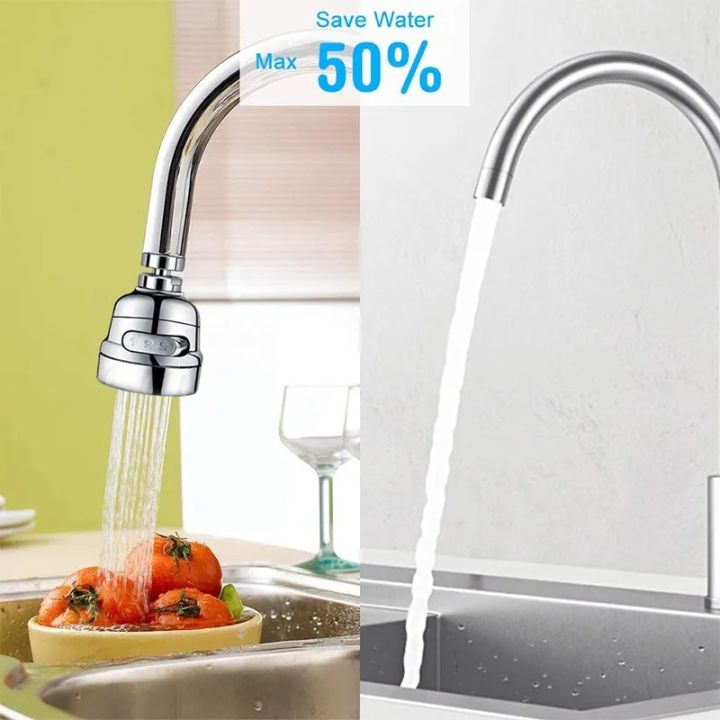 Kitchen Faucet Sprayer, 360 Degree Rotary Faucet Aerator Anti Splash Water Saving Shower head Nozzle Three Gear Adjustable Filter Tap for Kitchen Bathroom