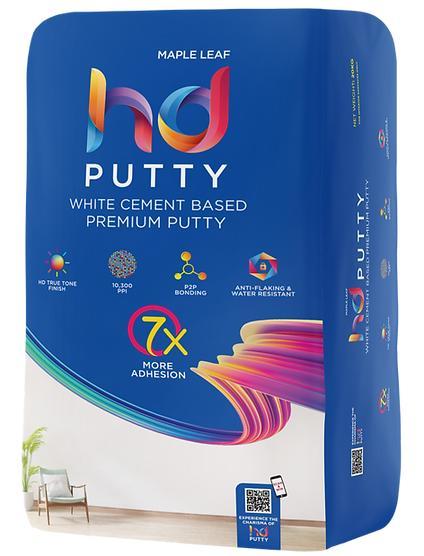 Maple Leaf HD Putty Wall Putty Primer Filler Putty Powder Form 1kg(open packet) , 5kg, 20kg White Cement based HD Putty by Maple Leaf Cement DAAZLED