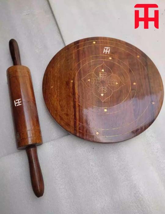 Chakla Belan Indien En Marbre - Planche à Roti Avec Rouleau, Support En Bois, Neuf