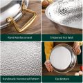 Frying Pan, 304 Stainless Steel Spanish Paella Pan, Hand Hammered Non-Stick Paella Pan Cookware with Double Riveted Handles for Home Kitchen Restaurants(Silver)1pcs. 