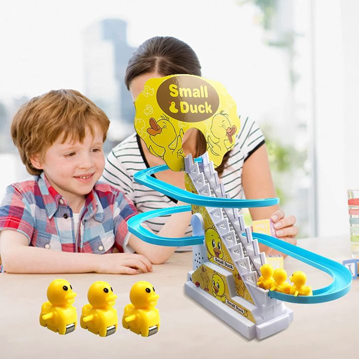Duck Climbing Stairs Toy Children Roller Coaster Toy Set Duck Race ...