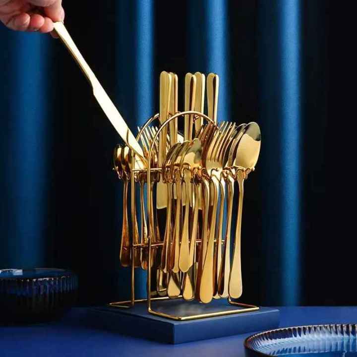CherryBox%20Spoon%20Fork%20&%20Knife%20Set,%20Dinnerware%20Cutlery%20Set%20with%20Stand,%20Gold%20Plated%20%20Stainless%20Steel%20,%2024%20Pcs%20-%20Image%205