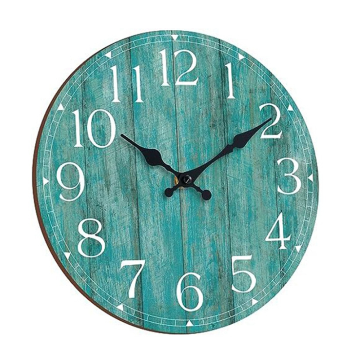 Wall Clock - Teal Green Wall Clocks Battery Operated Silent Non-Ticking - Turquoise Clock Decorative for Patio Office Easy to Use 25cmx25cm