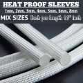 24pcs heat proof sleeve, each size 10"inch. sizes.1mm, 2mm, 3mm, 4mm, 5mm, 6mm, 8mm. each size 3 pcs,. 