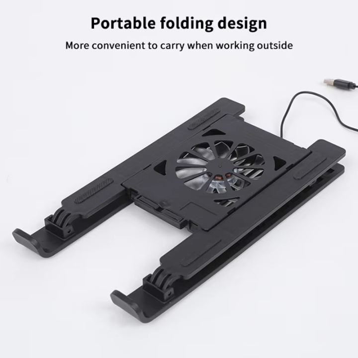 N6 Adjustable Foldable Laptop Cooling Fan Stand with High Wind Power & Low Noise, Ergonomic Heat Dissipation Rack for Notebook, Tablet & Gaming Use – Portable Lightweight Cooling Pad for Home, Office & Travel