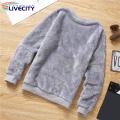 Men Pullover Top Windproof Solid Color Male Plus Velvet Sweatshirt. 