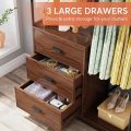 Customised Freestanding Clothes Rack with 3 Drawers, Industrial Garment Rack Wardrobe Closet with Hanging Rod, Heavy Duty Wood Closet Organizer for Bedroom, Customizable. 