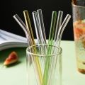 Techmanistan Set of 4 - Reusable Glass Straws With Cleaning Brush, Glass Drinking Straws. 