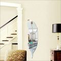3D Leaf Acrylic Mirror Wall Decor Stickers Fashion DIY Self-Adhesive LCM Wall Art Decal for Living Room Acrylic Feather Mirror Wall Sticker Sets, DIY Geometric Removable Acrylic Mirror Wall Decal, 3D Wall Stickers Silver. 