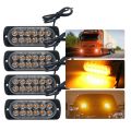 4 Pcs 12-Led Amber Flash Flashing Recovery Strobe Car Emergency Signal Led Orange Grill Breakdown Light Fog Light Beacon. 
