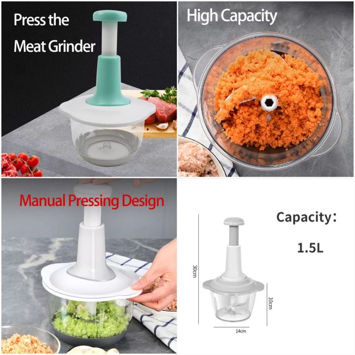 Best Quality Manual Push Chopper Machine with 3X blades – 1.5 ml Multi ...