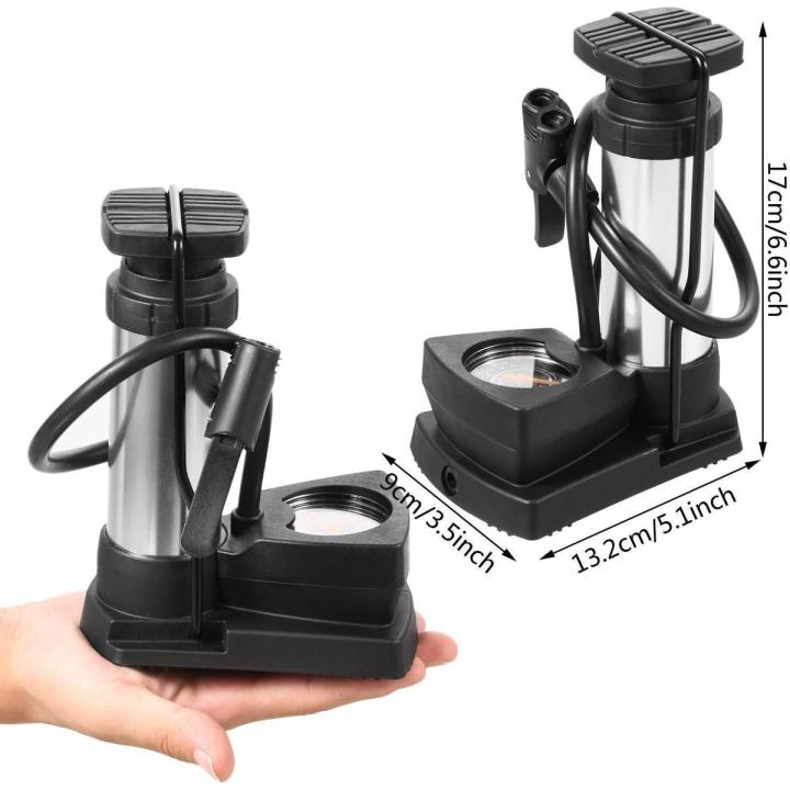 Bike Tire Pump Multifunctional Motorcycle Tire Inflation Pump Foot with Pressure Gauge Cycling Gear Foot Pump for Balloons Basketballs Air Cushions Electric Vehicles enhanced