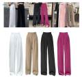 Womens Wide Leg Pants Straight Leg High Waisted Office Loose Long Pants S White. 