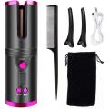 Cordless Hair Curler, Automatic Hair Curling Iron, Heatless Hair Rotating Curler with 3 Temperature & Timer Settings, Portable Rechargeable Rotating Ceramic Curling Fast Heating. 