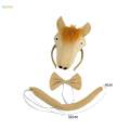 Animal Horse Costume Accessories Hair Band Ears Headband Bow Tie Tail for Cosplay Photo without paws. 