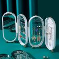 Foldable Earring Holder Jewelry Organizer Box with Mirror, 4-Layer Dustproof Earring Necklace Display Stand Jewelry Box with 153 Holes for Women and Girls, Gifts for. 