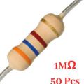 50 Pcs- 1M Ohm resistor 1 mega ohm. 