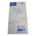 Handsfree XZS, X-88, White Colour, Premium Quality. 