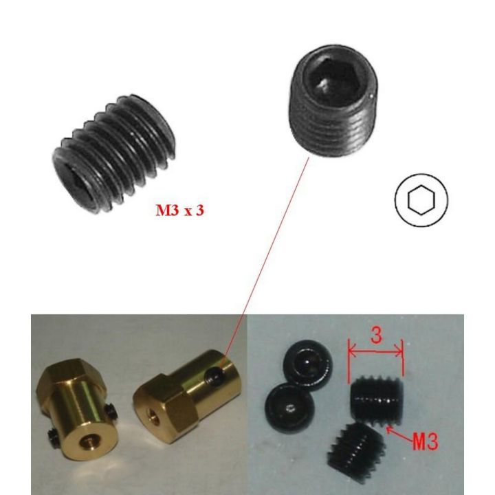 20pcs M3 Headless hex grub screw bolt M3x3mm