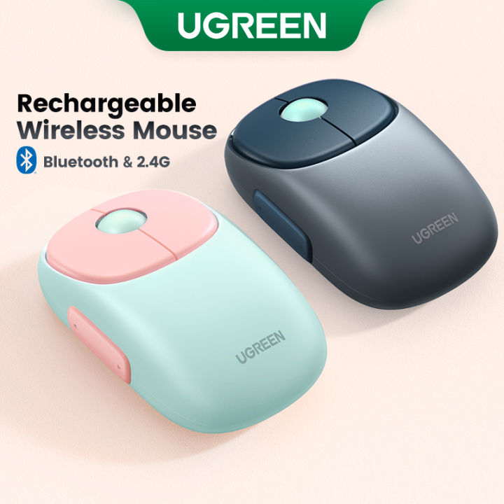 UGREEN Wireless Mouse, 4 Silent Buttons, Bluetooth 5.0 2.4G with USB Mini Receiver Wireless Mice, 4000DPI Ambidextrous for PC Mac Laptop
