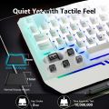 RGB Gaming Keyboard & Mouse Combo - 7 Colour Wired RGB Mouse and Keyboard Set - USB Wired Pack For PC & Laptop - White & Black. 