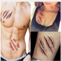 PinShang GlowSol Horror Realistic Fake Bloody Wound Stitch Scar Scab Waterproof Temporary Tattoo Sticker Body Art Stickers Halloween Masquerade Prank Makeup Props RC2251 10.56CM. 