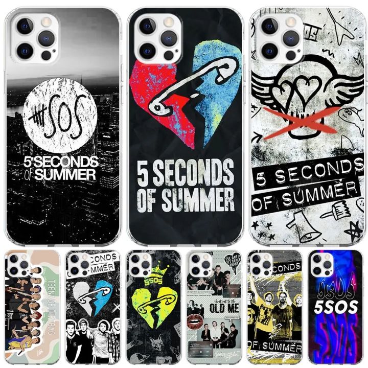 5 Sos Seconds Summer Case for Apple iPhone 11 14 Pro Max 13 12 Mini XR XS 7 8 X 6 6s Plus SE 2020 2022 5s Clear TPU Phone Cover