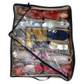 Shoes Under Bed Shoe Organizer Bag Hard Solid Fabric with Clear Plastic Zip Cover Brown. 