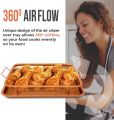 Oven Baking Tray 2 Piece Nonstick Copper Crisper Tray And Basket For Baking And Crispy Food Air Fryer Tray Kitchen Accessories. 