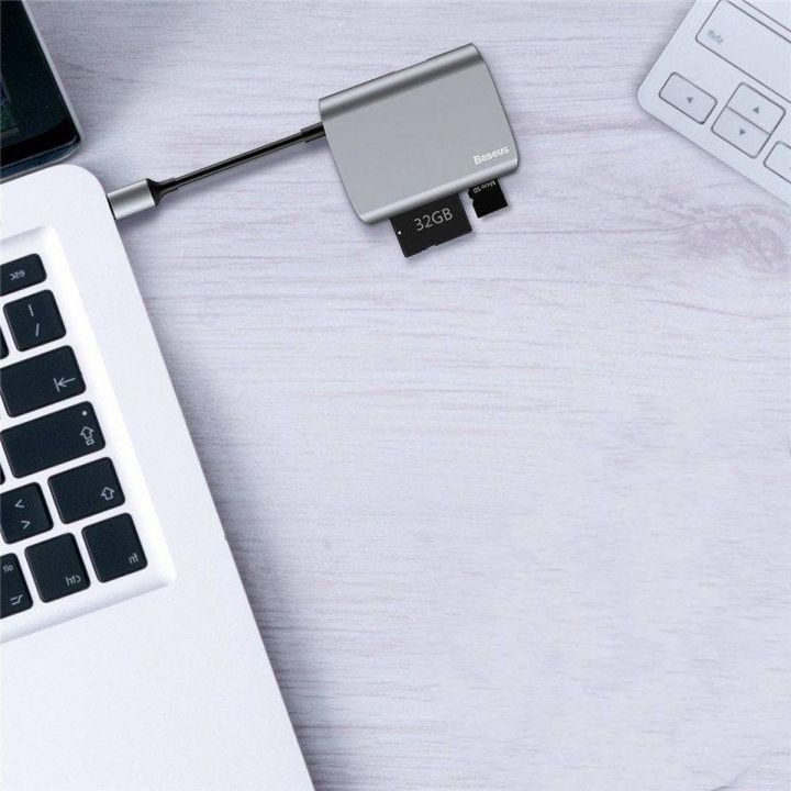 BASEUS Enjoyment Series HUB SD + TF CARD + USB 2.0 Interface Hub Adapter with LED Light