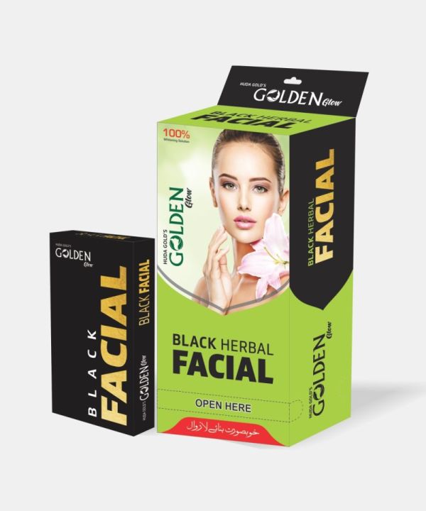 Golden Glow Black Herbal Facial Sachet Pack of 24 by Mlatif and Sons| BlACK Herbal Facial| Whitening Facial Kit| Herbal Facial Kit| Best Facial Kit in Pakistan| Beauty Facial Kit| Herbal Fairness Facial| Whitening Solution| Black Herbal Facial Whitening|