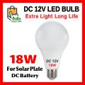 DC 12V LED Bulb 18 Watts Screw Type E27 Daylight White Pack of 1 Pcs. 