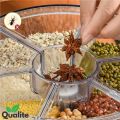 Grain storage box for kitchen, 360° Rotating Food Dispenser, Multi Grid Rice Storage Box with Easy One Click Dispensing for Kitchen Organization, Rice Dispenser for home uses. 