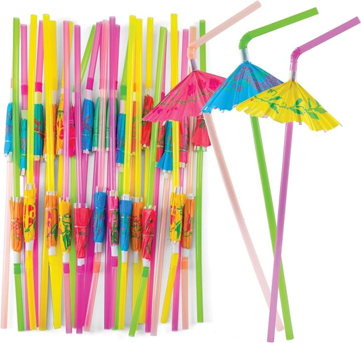 (20/30/50 Piece) Disposable Umbrella Straws - Decorative Party Umbrella Straw for Cocktail Drinks (Drinking Straws)