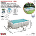 Bestway Rectangular Power Steel Above Ground 20 Ft Length, 12 Feet Width 52 Inch Deep, Pool For Family Fun, Water Games Outdoor 56474 Imported Portable Pvc Branded Summer Season Swm Dive Steel Pipe Bracket Swimming Parties Pools With Ladder & Cartridge. 