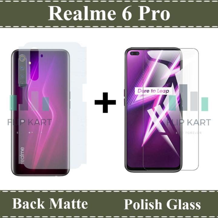 Realme 6 Pro Tempered Glass Screen Protector Polish Glass + Back Matte Protector Soft Skin Sheet Soft Film Protector For Realme 6 Pro