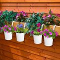 2 PCS Hanging Flower Pots, Plant Hanger Metal Iron Flower Holders Bucket Railing Hanging Planters for Indoor Outdoor Balcony Garden Planter Wall Fence with Detachable Hook Home Décor, Robust Hanging Pot with Hook. 
